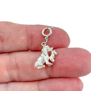 Vintage Sterling Silver 925 Dog Carrying Cat Kitten Charm